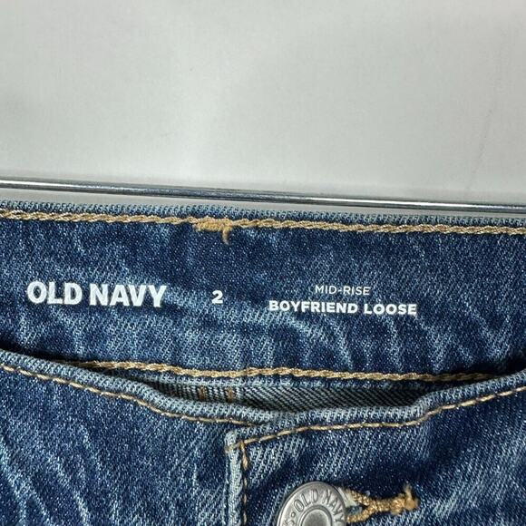 2/$30 Old Navy Mid-Rise Ripped Boyfriend Jeans Loose Fit Mid Wash 2 #A0489 TRB3 - Picture 8 of 11